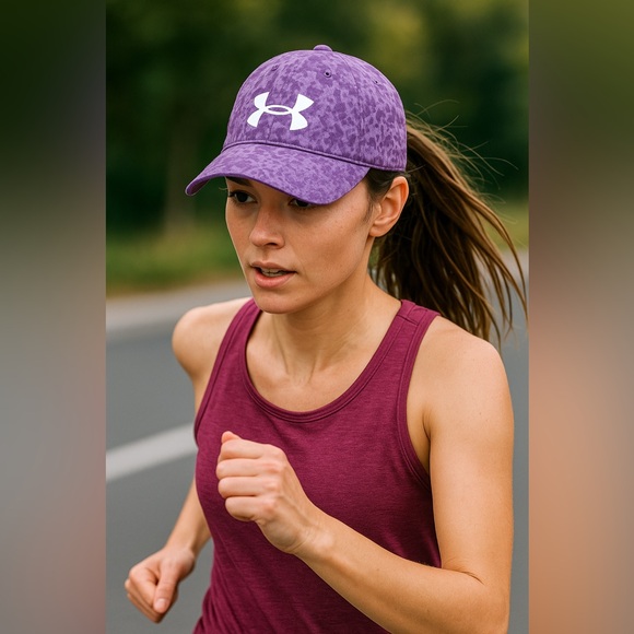 Women's UA Under Armour Performance Athletic Running Hat Purple White Adjustable - Picture 1 of 7